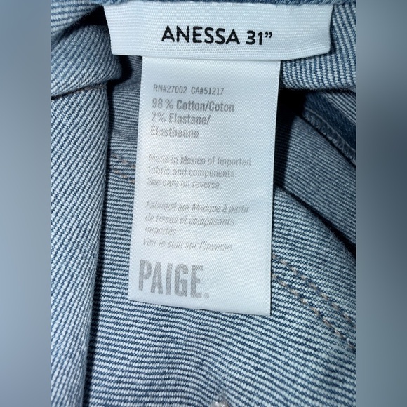 PAIGE “Anessa 31” Raw Hem Viva Light Blue Like New Size 29 - Picture 8 of 12